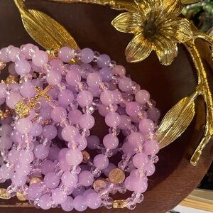 Elegant Lavender Beaded Bracelet in Cross Charm